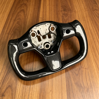 Yoke Style Tesla Steering Wheel Tesla Custom Real Carbon Fiber Model 3 Yoke Steering Wheel