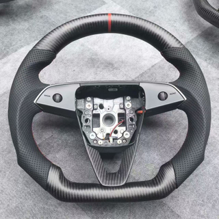 Custom Matte Carbon Tesla Plaid Steering Wheel for Model 3 Model Y Model S X