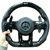 Gloss Carbon Mercedes E63 AMG Racing Steering Wheel Mercedes A B C S Class Custom Carbon Fiber Steering Wheel with LED Shift Lights