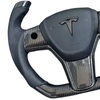  Tesla Custom Real Carbon Fiber Spliced Nappa Genuine Leather YOKE Steering Wheel for Model 3 Y Ergonomic Customization