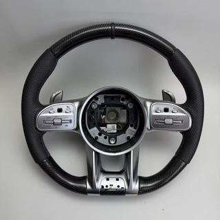 Gloss Carbon Mercedes E63 AMG Racing Steering Wheel Perforated Nappa Leather Mercedes W220 W221 W222 Model Steering Wheel
