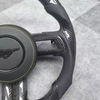 True Carbon Fiber Steering Wheel for Ford Mustang with LED Thumb Carbon Plate