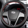 Custom Car Steering Wheel Cover Genuine Leather 100% Fit For Hyundai Solaris (RU) 2010-2016 Verna 2010-2016 i20 2009-2015 Accent