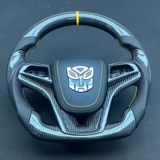 Chevrolet Carbon Fiber Steering Wheel for Camaro Malibu with Leather Airbag Cover