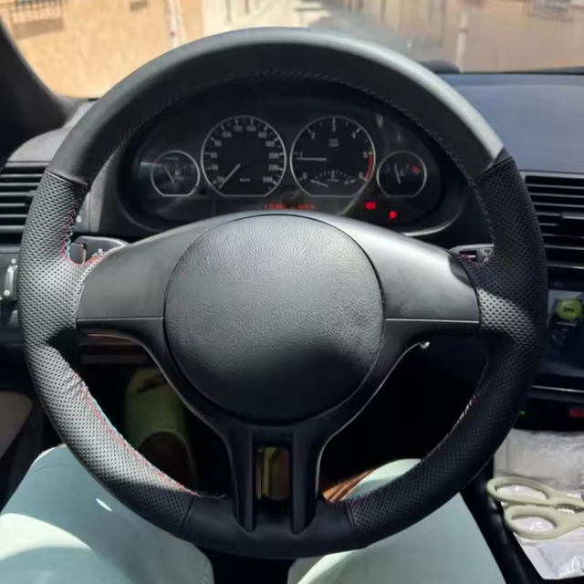 Custom Car Steering Wheel Cover Artificial Leather E39 X5 E53 Z3 E36 Car Interior Accessories Steering Wrap Cover For BMW E46