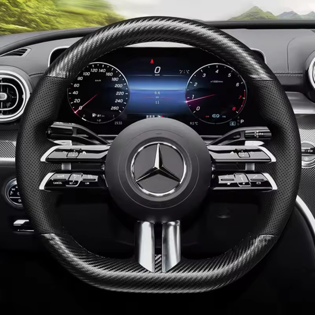 Custom Car Steering Wheel Cover 100% Fit For Mercedes Benz C-Class W206 2021 E-Class W213 2021 S-Class W223 2021 Steering Wrap