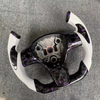 Custom Carbon Fiber Steering Wheel for Tesla White Nappa Leather Ergonomic YOKE Steering Wheel Compatible with Model Y 3 X S