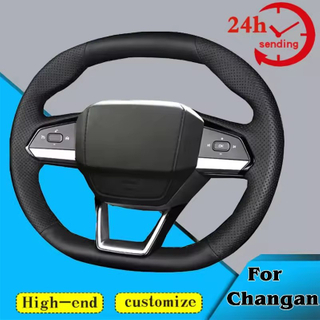 Custom Car Steering Wheel Cover 100% Fit For Changan 2nd Gen CS55 Plus UNIK UNIV CS75 Plus Genuine Leather DIY Car Accessories