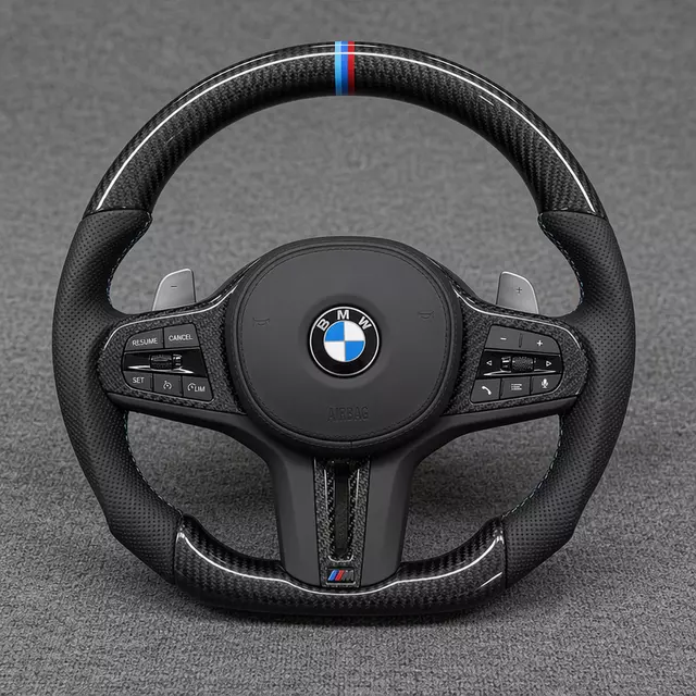 M Stripe Carbon Fiber BMW 7 Series G11 G12 G70 Modified Steering Wheel Carbon Paddle Shifters LED