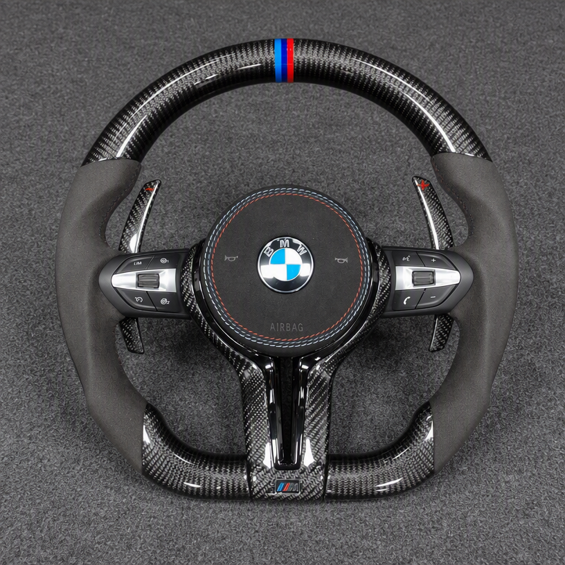 For BMW 5 Series M5 F10 F11 F18 F90 2011–2017 Custom Real Carbon Fiber Steering Wheel - YINGGENE