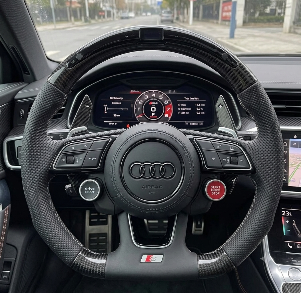Audi Q3 Q5 Q7 Custom Carbon Fiber Steering Wheel with LED Shift Lights