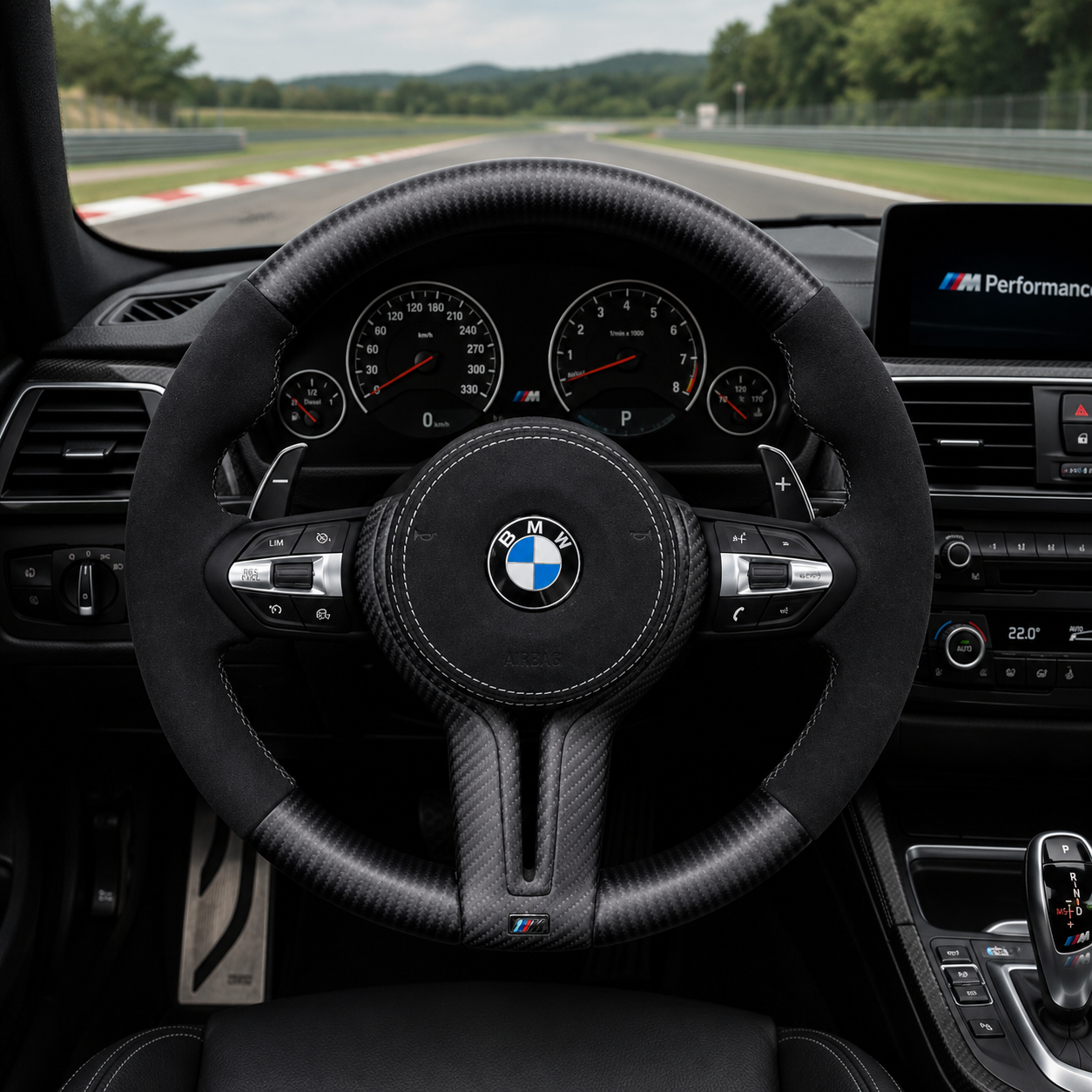 Matte Carbon Fiber Steering Wheel for BMW X5 F15 X3 F25 M5 F90 F10 M3 M4 E90 Alcantara Airbag Cover