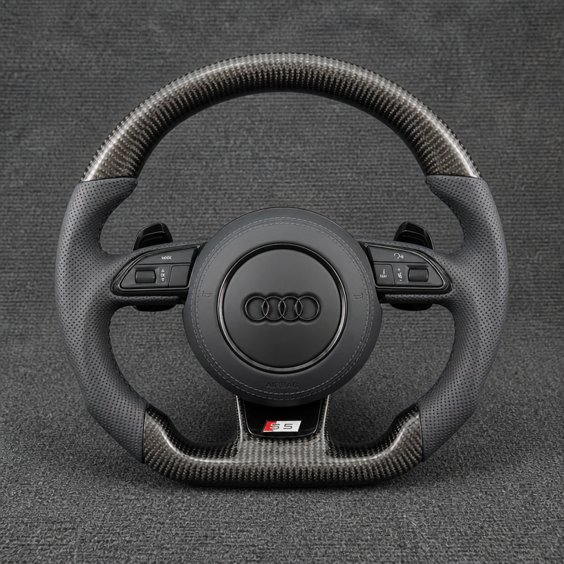 Custom Genuine Carbon Fiber & Napa leather Steering Wheel for Audi Q5 SQ5 8R FY 2008‑2026 Sportback - YINGGENE