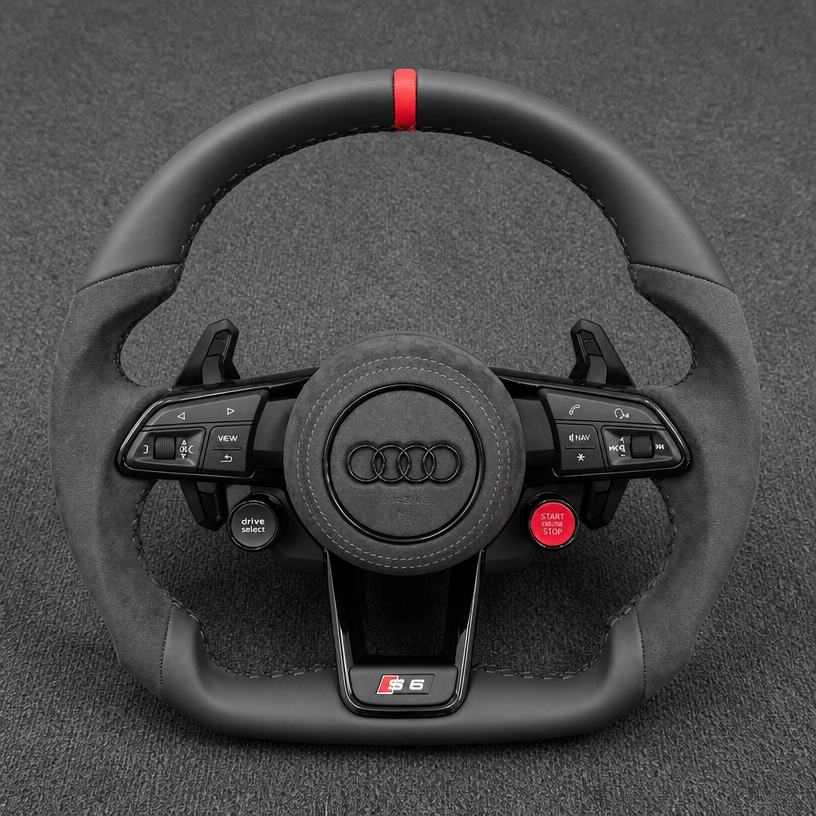 Custom Genuine Carbon Fiber Steering Wheel for Audi R8 Type42 Type4S 2006‑2024 Coupé Spyder - YINGGENE