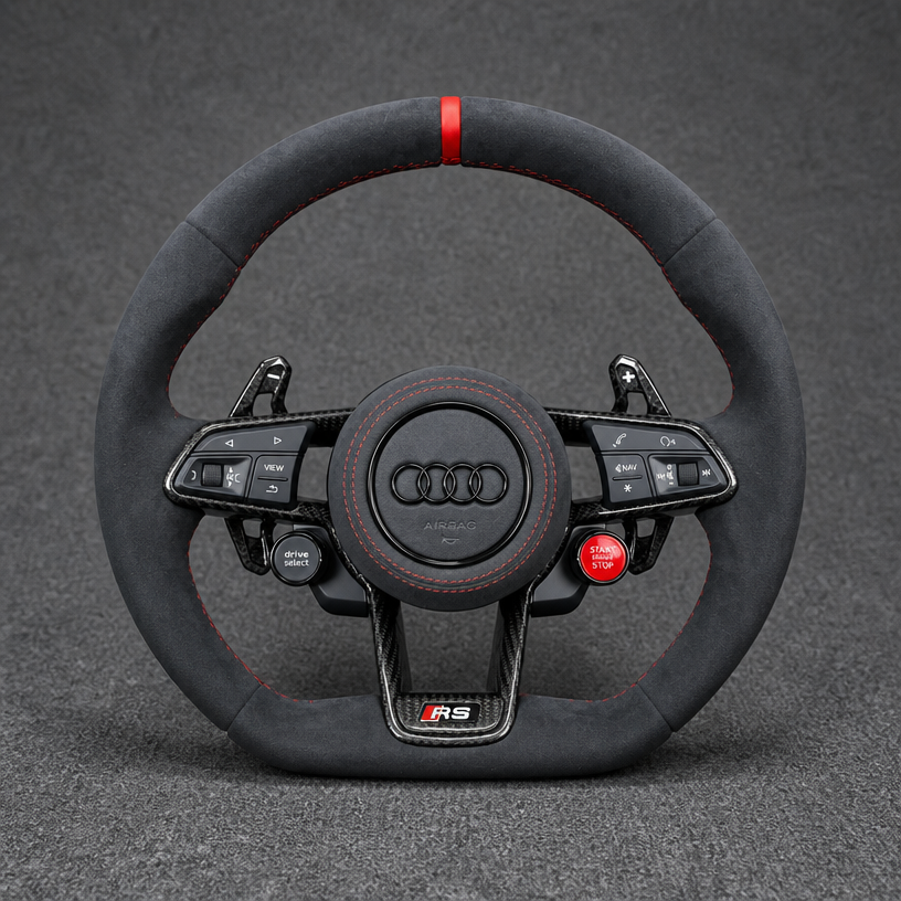 Custom Genuine Carbon Fiber Steering Wheel for Audi R8 Type42 Type4S 2006‑2024 Coupé Spyder - YINGGENE