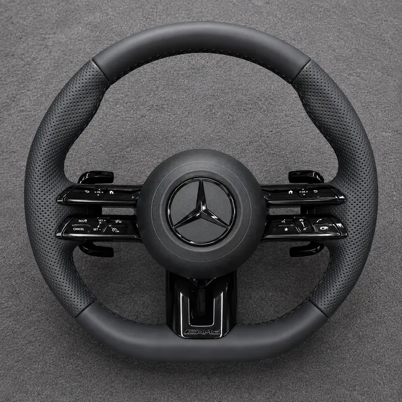 Mercedes A B C E S GLC GLE 2003-2026 W203-W206 W211-W214 Custom Nappa Genuine Leather AMG Steering Wheel -YINGGENE