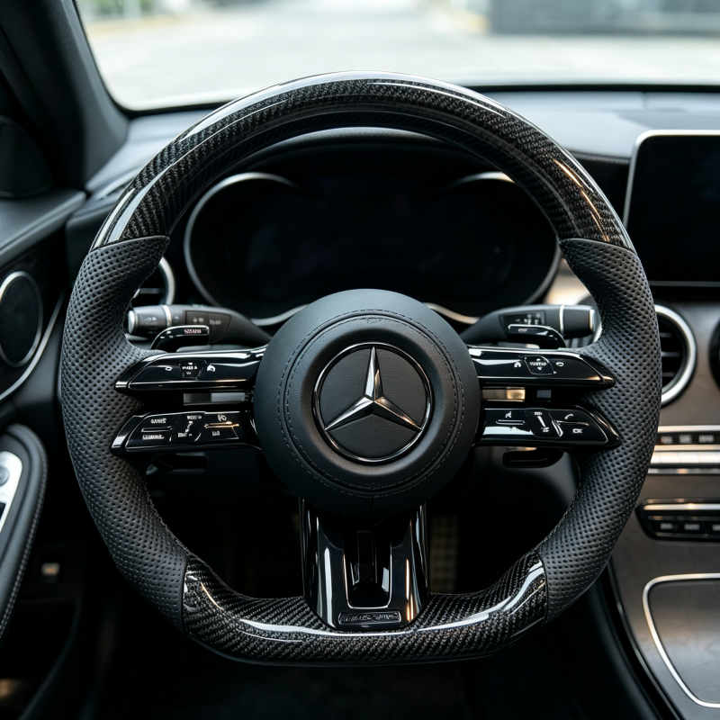 Custom sport steering wheel compatible with Mercedes, durable car steering modification accessory