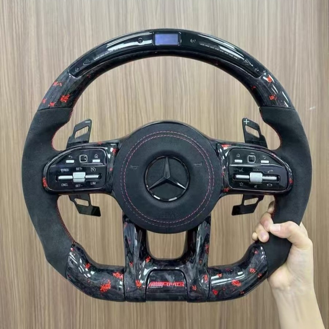 Premium leather replacement steering wheel for Mercedes-Benz, modified auto steering wheel with airbag hub