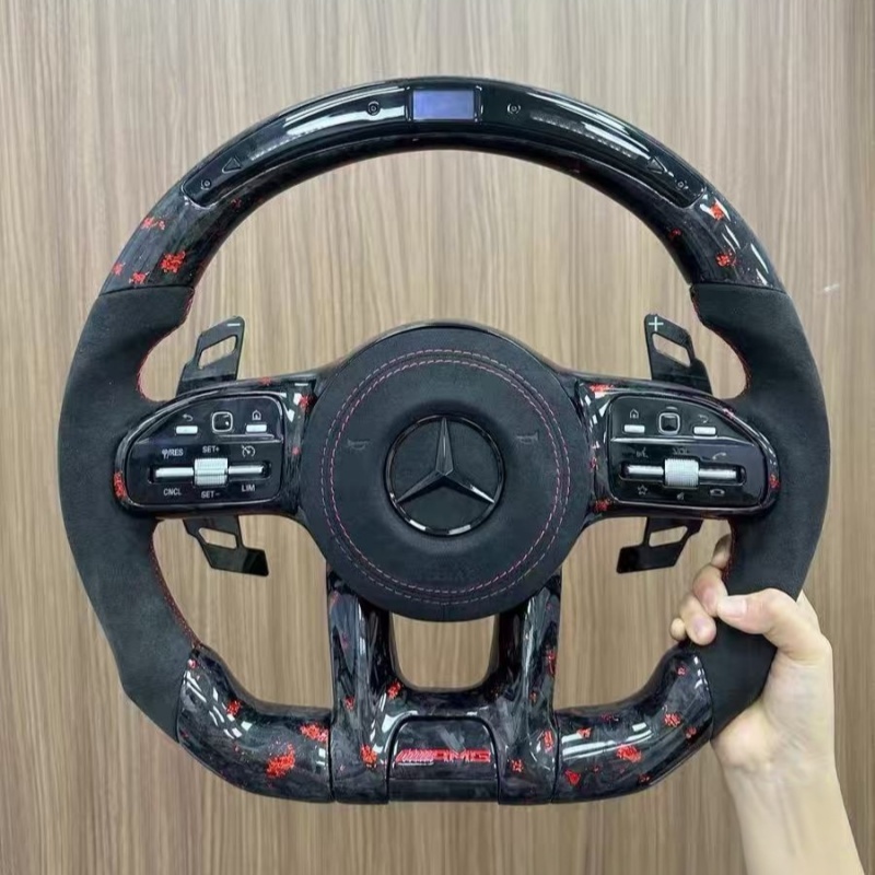 Premium leather replacement steering wheel for Mercedes-Benz, modified auto steering wheel with airbag hub