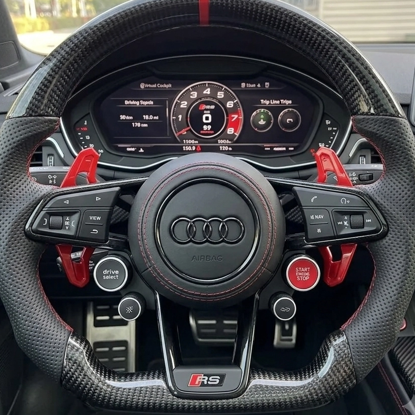 Gloss Carbon Audi RS Style Racing Steering Wheel Audi A5 RS3 RS5 RS7 S3 S5 S7 Steering Wheel