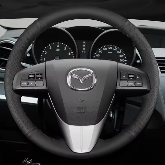 Custom Car Steering Wheel Braid Cover Breathable Genuine Leather 100% Fit For MAZDA 3 2011-2015 CX-7 CX-9 Mazda 5 2011 2012 2013