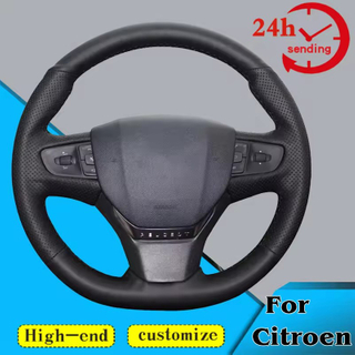 Custom Steering Wheel Braid Cover 100% Fit For Citroen C3 C3-XR 2015-2019 C4 2016-2019 Peugeot 408 2014-2019 Traveller 2016-2019