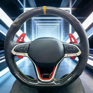 Car Steering Wheel Cover Carbon Fiber Leather Atlas Golf 8 Mk8 Passat B9 Tiguan Sharan Steering Wrap Cover For Volkswagen Jetta