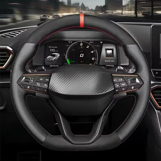 DIY Car Steering Wheel Cover Black Suede Genuine Leather For Seat Leon Ateca Tarraco 2020 2021 Seat Cupra Leon Car Accessories