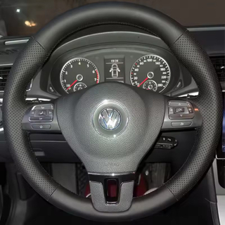 Custom Car Steering Wheel Braid Cover Genuine Leather 100% Fit For Volkswagen Golf 6 Mk6 VW Polo Sagitar Bora Santana Jetta Mk6