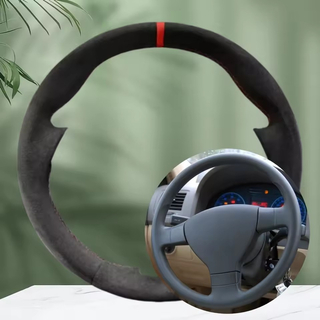 Custom Steering Wheel Cover For Volkswagen VW Old Golf 5 (V) MK5 Polo Jetta Tiguan Sagitar Touran Caddy Suede Car Accessories