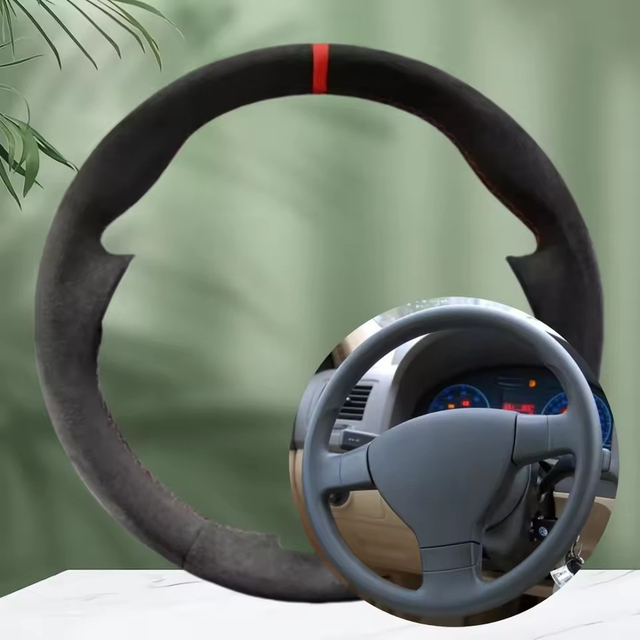 Custom Steering Wheel Cover For Volkswagen VW Old Golf 5 (V) MK5 Polo Jetta Tiguan Sagitar Touran Caddy Suede Car Accessories