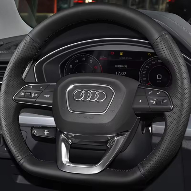Custom Car Steering Wheel Cover Genuine Leather 100% Fit For Audi Q3 2018-2019 Q5 SQ5 2017-2019 Q7 SQ7 2015-2019 Q8 SQ8 2019