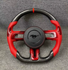 Ford Custom Real Carbon Fiber Mustang Steering Wheel Red Nappa Leather Custom 12 O'clock Ring Ford Steering Wheel