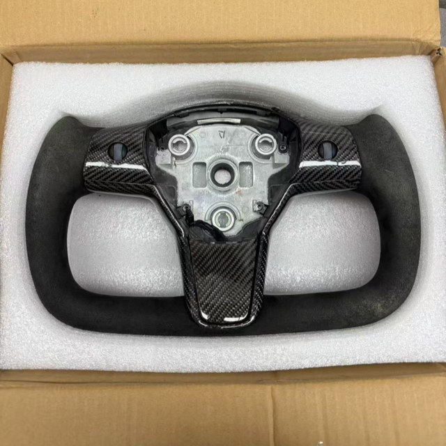 Customized Tesla Yoke Carbon Fiber Alcantara Steering Wheel for Model 3 Model Y