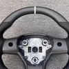  Tesla custom matte carbon fiber spliced Nappa genuine leather for Model 3 Y steering wheel ergonomic custom