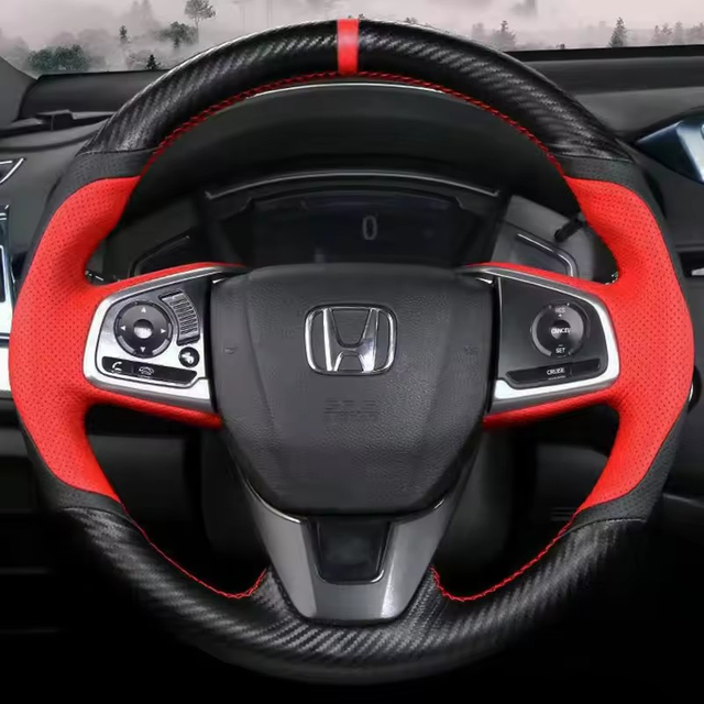 Custom DIY Car Steering Wheel Cover 100% Fit For Honda Civic 10th Gen 2016 2017 2018 Auto Interior Accessories Steering Wrap