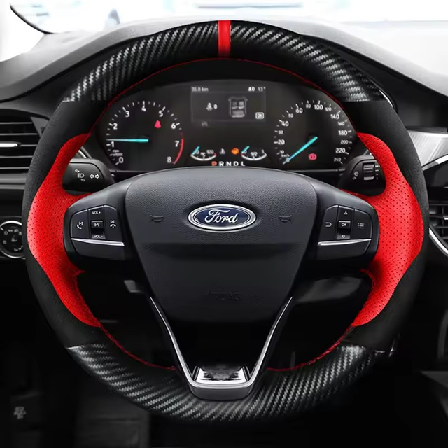 Custom DIY Car Steering Wheel Cover 100% Fit For Ford Focus 4 2019 2020 Fiesta 17-19 Tourneo 2018 2019 New Focus Car Accessories