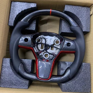 Tesla Custom Real Carbon Fiber Model 3 Yoke Steering Wheel Gloss Carbon Tesla Model X Racing Steering Wheel