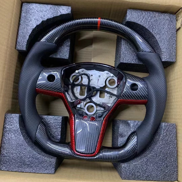 Tesla Custom Real Carbon Fiber Model 3 Yoke Steering Wheel Gloss Carbon Tesla Model X Racing Steering Wheel
