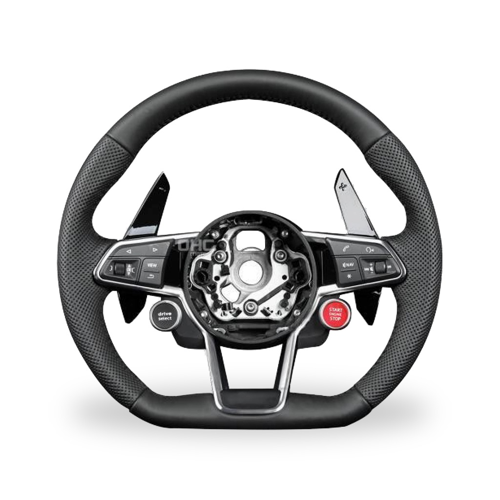 Red Leather Steering Wheel With Shift Paddles,One-touch Start,Suitable For Audi A3/a4/a5/a6/a7/a8/q5/q7 Models