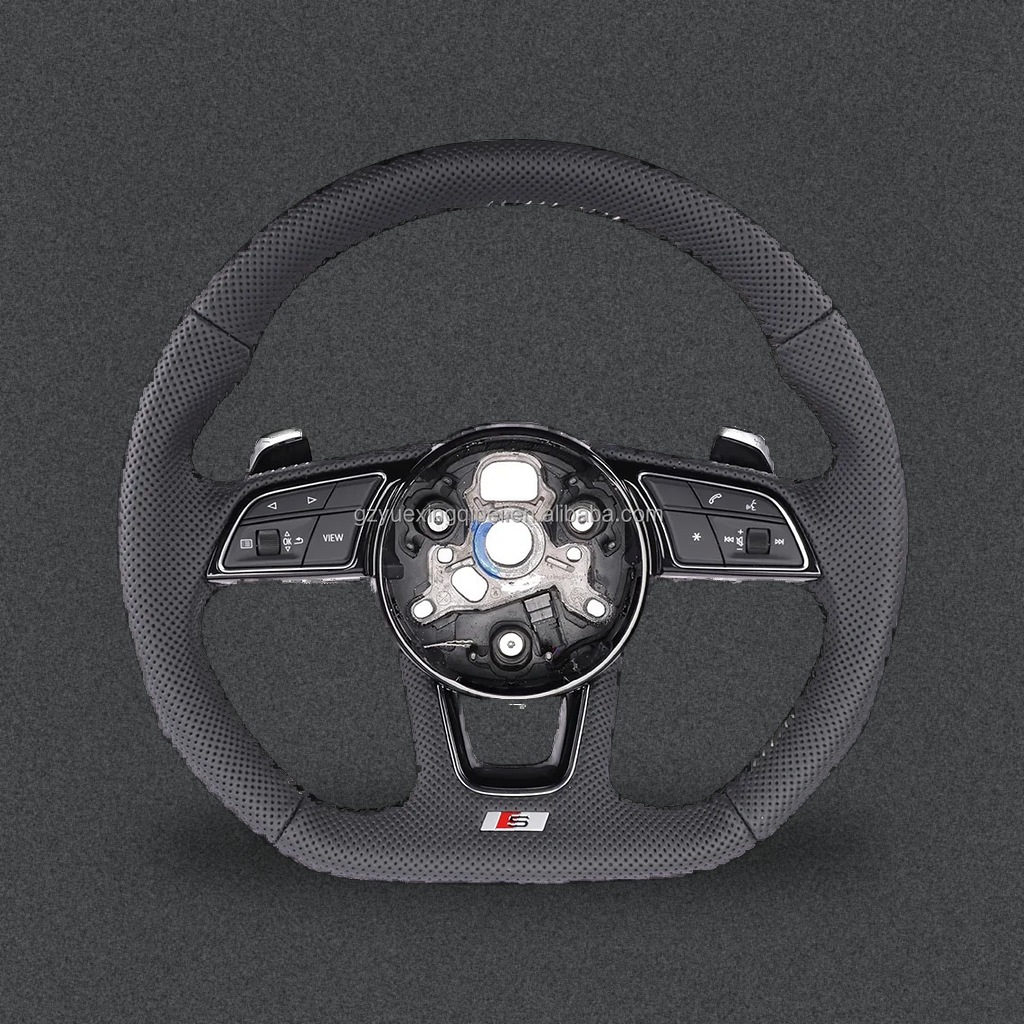 Custom Sport Flat Bottom Car Steering Wheel Red Leather Shift Paddles For Audi A3 Q5 Rs3 R8 A4 A5 A6 A7 A8