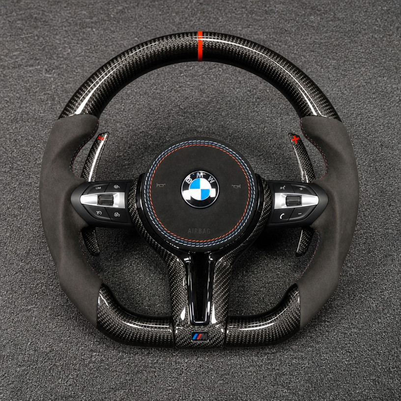 For BMW 3 Series M3 F30 F31 F34 F35 F80 2012–2019 Custom Real Carbon Fiber Steering Wheel - YINGGENE
