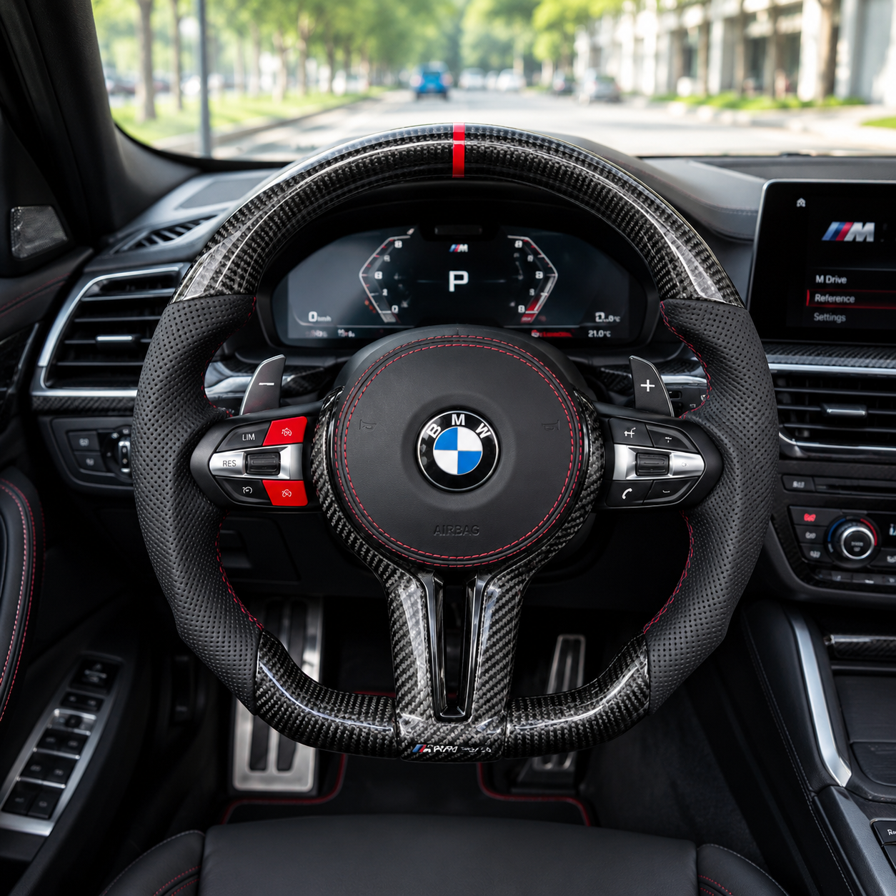 For BMW X5 Series F15 X5M F85 2014 – 2018 Custom Real Carbon Fiber Steering Wheel - YINGGENE
