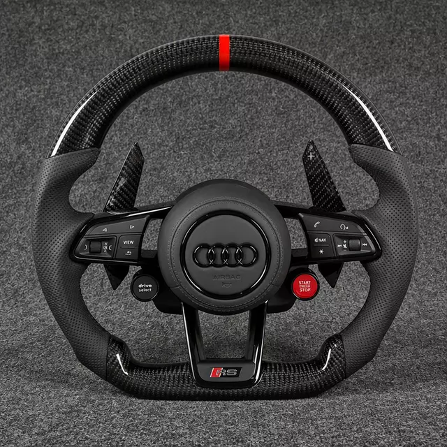 Custom Carbon Fiber Steering Wheel Audi Q5 SQ5 Red Stripe by YINGGENE