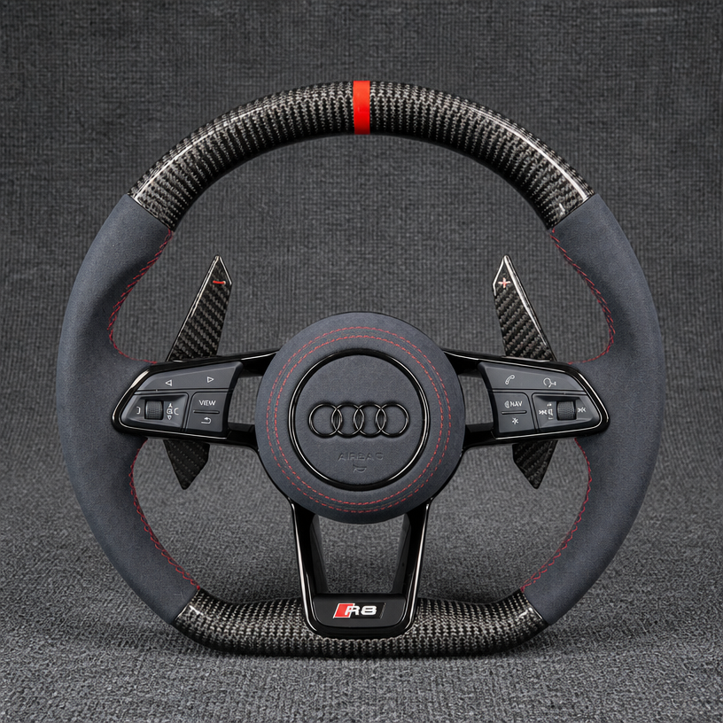 Custom Genuine Carbon Fiber Steering Wheel for Audi R8 Type42 Type4S 2006‑2024 Coupé Spyder - YINGGENE