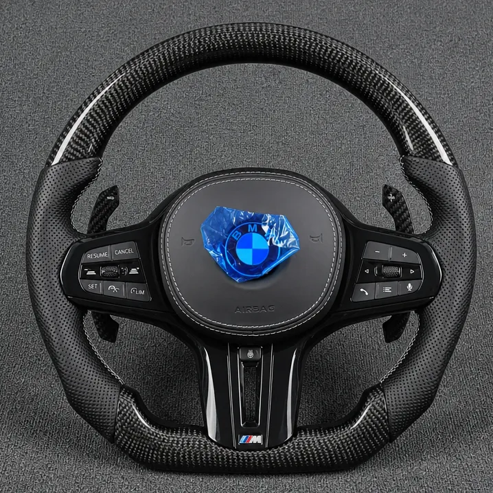 Custom BMW Real Carbon Fiber Modified Steering Wheel 7 Series i7 G11 G12 G70 2019-2025-YINGGEN