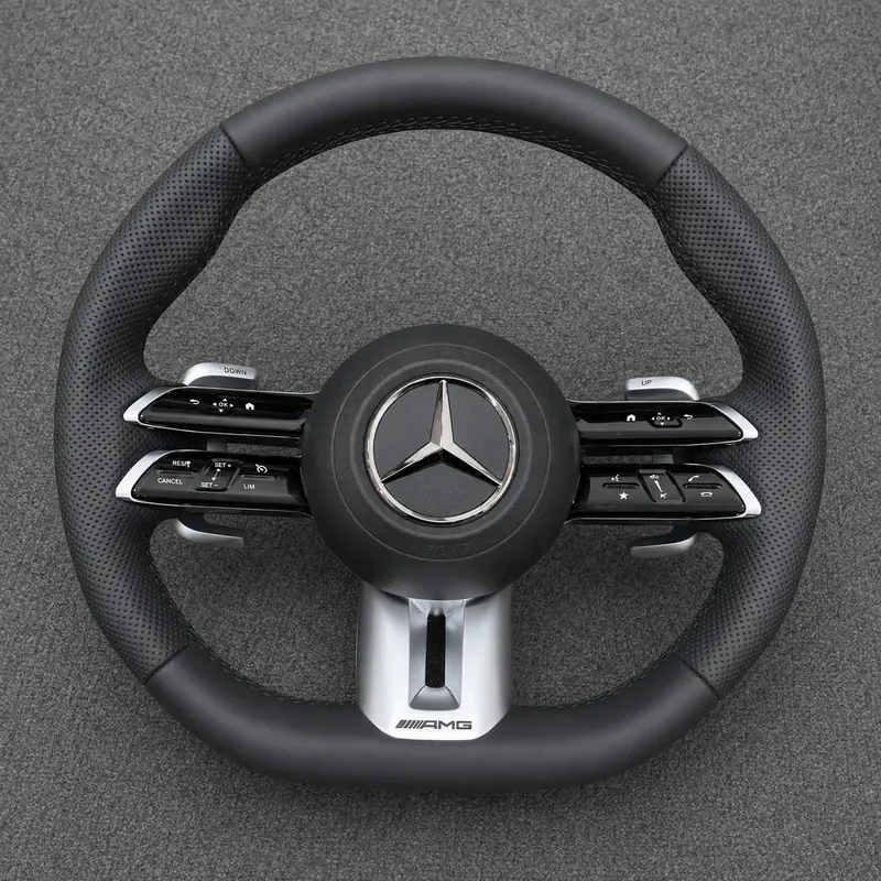 Mercedes A B C E S GLC GLE 2003-2026 W203-W206 W211-W214 Custom Nappa Genuine Leather AMG Steering Wheel -YINGGENE