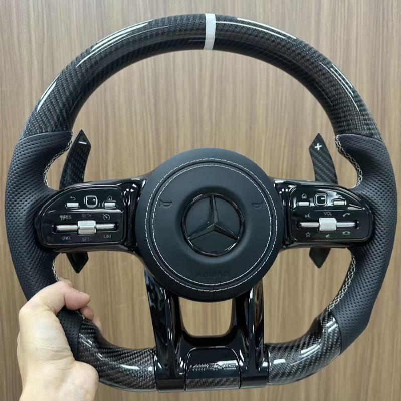 Premium leather replacement steering wheel for Mercedes-Benz, modified auto steering wheel with airbag hub