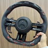 Close-up view of Mercedes sport steering wheel, ergonomic design for vehicle upgrade