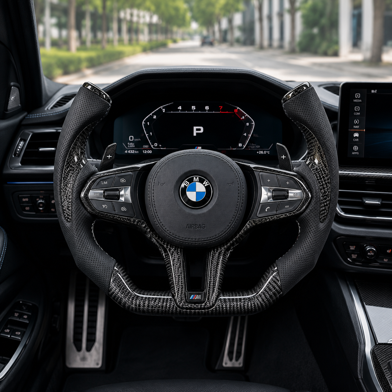 Yoke Style BMW Steering Wheel For M3 M4 M5 M6 E90 F10 F20 F30 BMW Custom Real Carbon Fiber F30 Steering Wheel